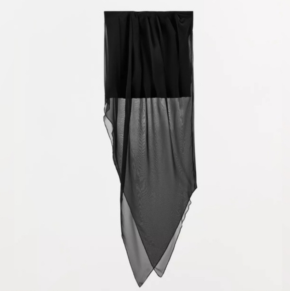 ZARA STRAPLESS LONG SHEER TOP BLACK - Picture 9 of 10